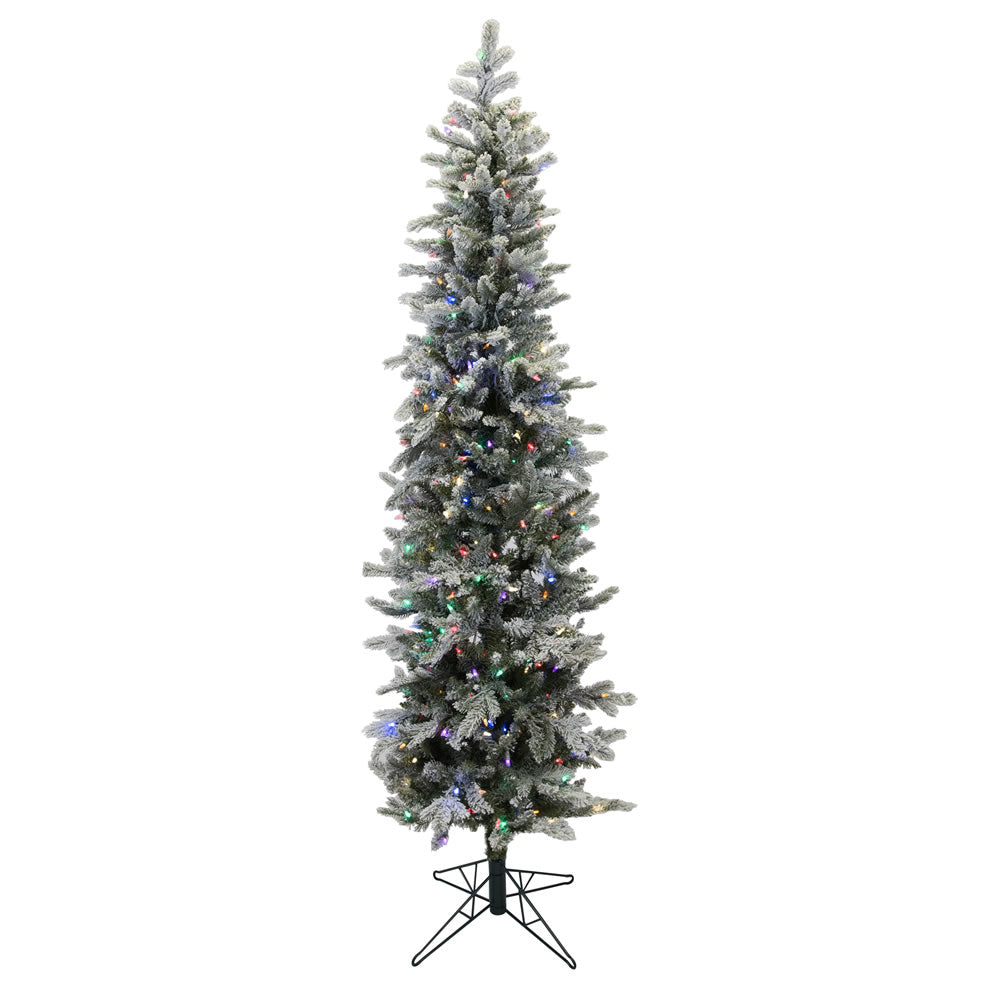 Vickerman 8' Frosted Glitter Tannenbaum Pine Artificial Christmas Tree, Multi-Colored LED Lights - Cheap-Us