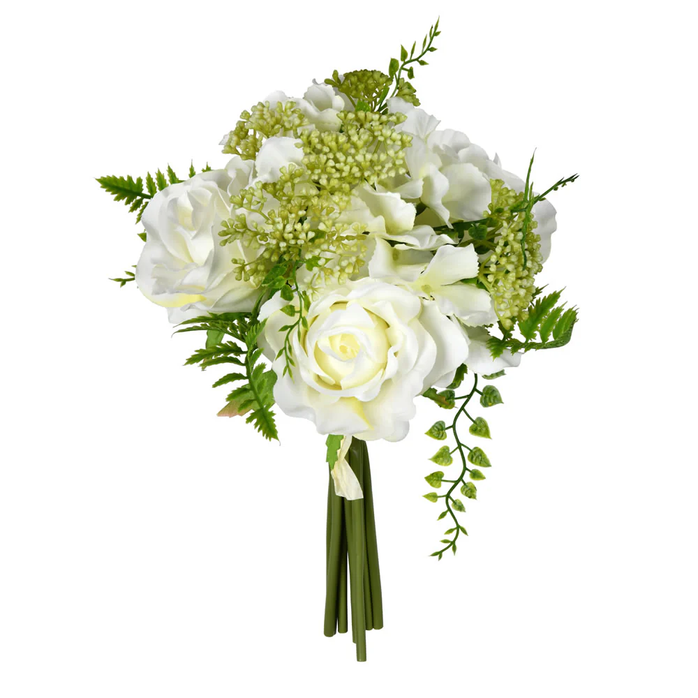 Vickerman 12'' Artificial White Rose Bouquet Pack of 2 - Cheap-Us