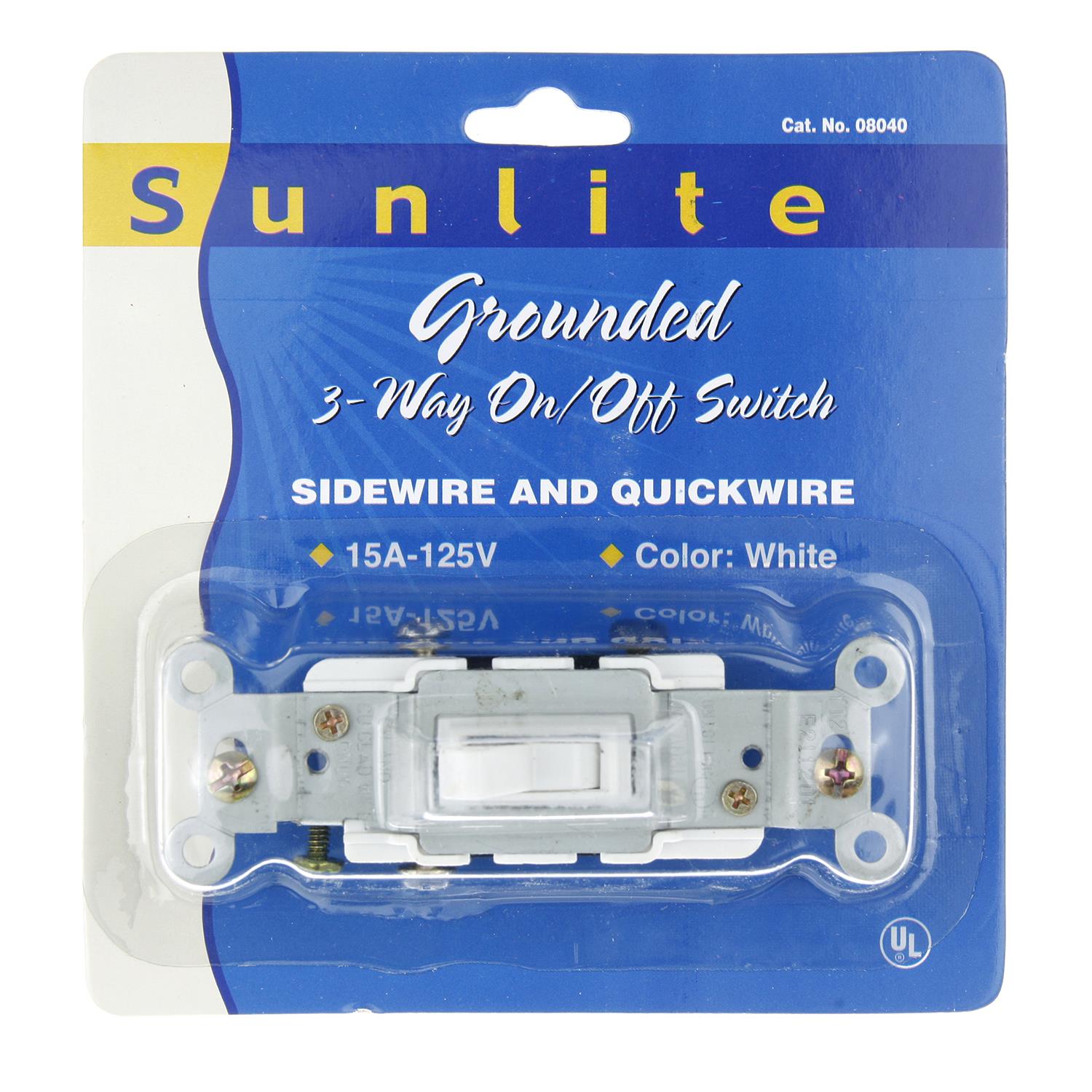 Sunlite E507/CD1 3 Way Grounded Toggle Switch, White - Cheap-Us