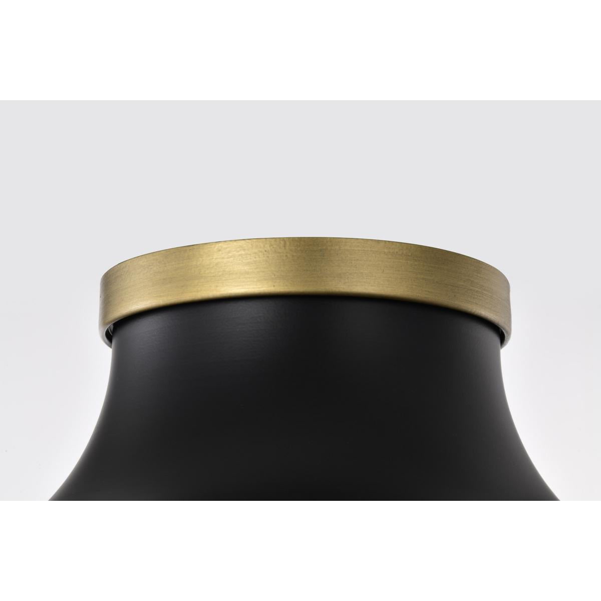 Satco Nuvo Lafayette 1 Flush Mount Fixture, 14/18-Inch, 60W, 120V, Matte Black/Gray With Natural Brass Accents - White Opal Glass Lense - Cheap-Us