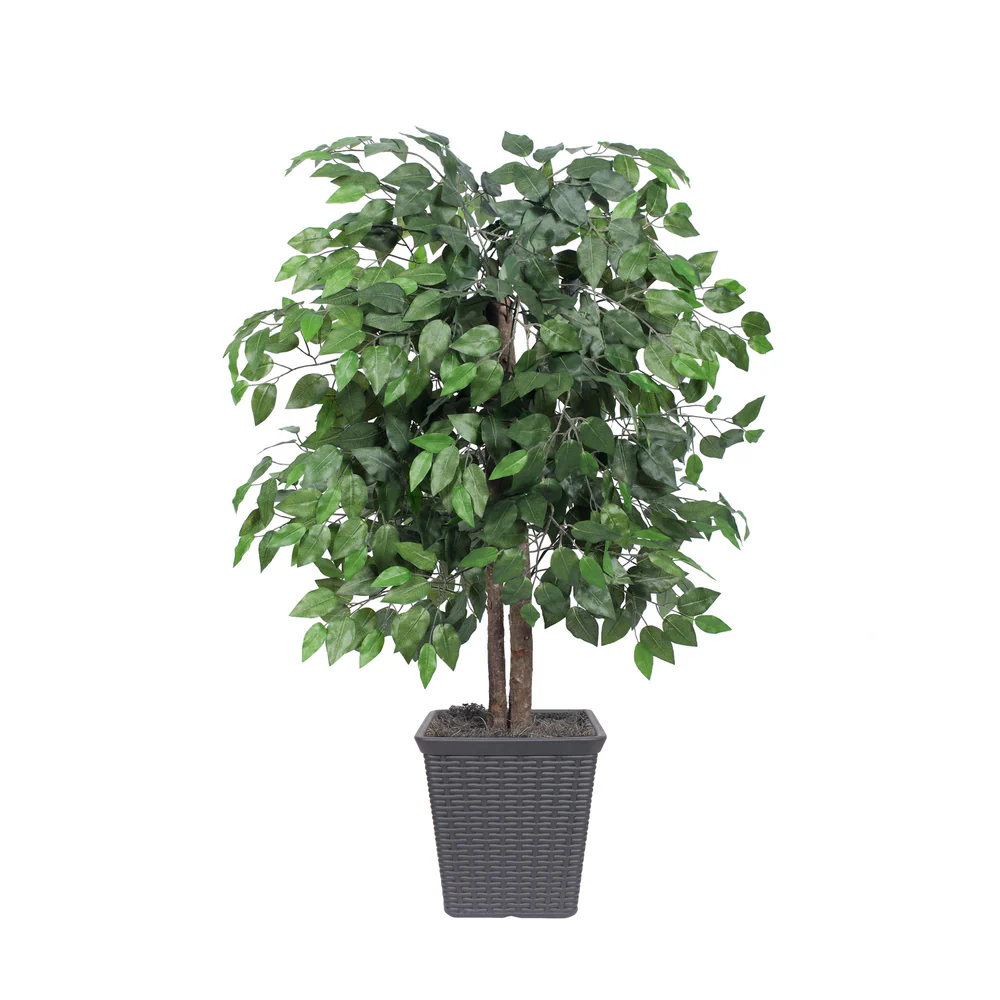 Vickerman 4' Artificial Ficus Bush Gray Square Plastic Container - Cheap-Us