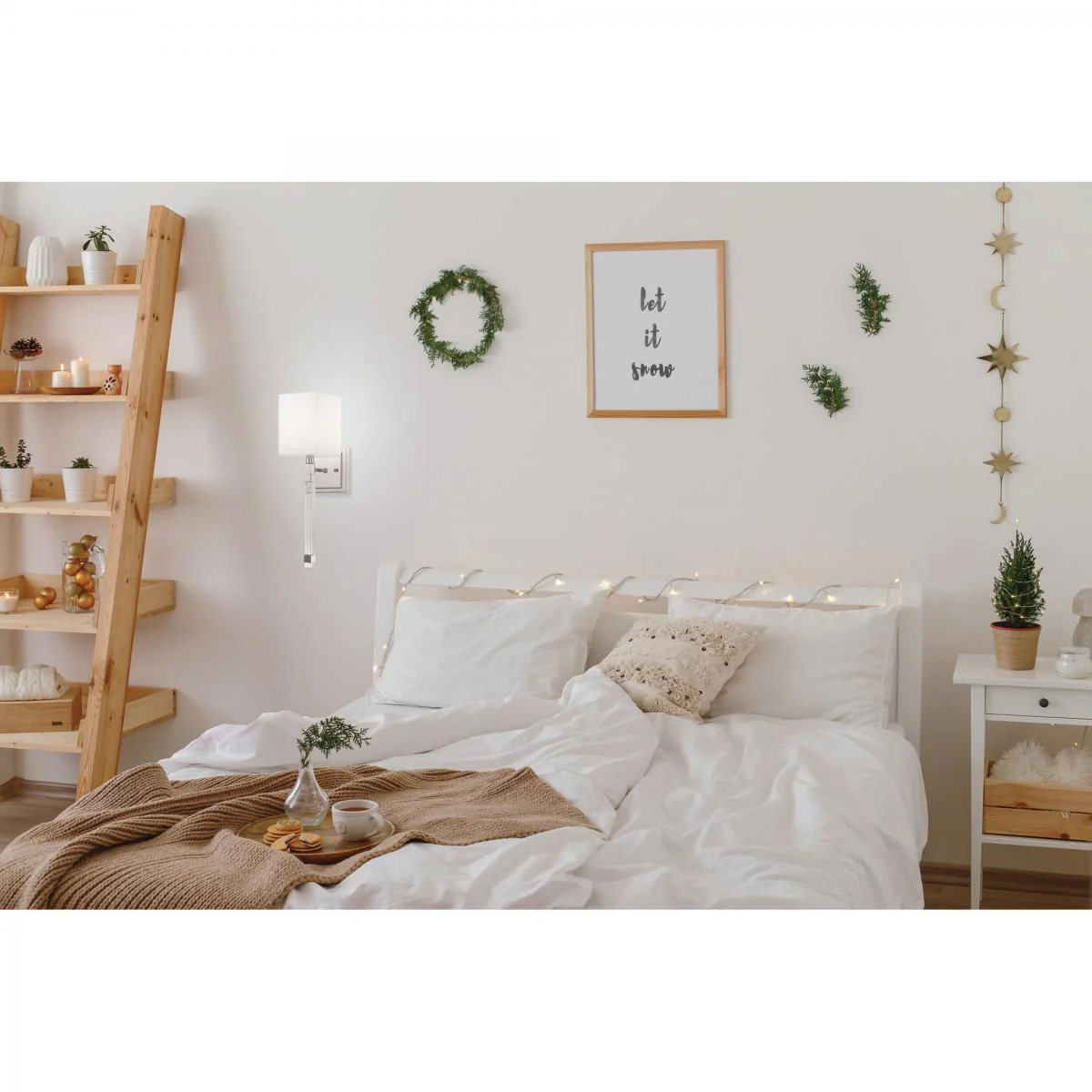 60-6682 THOMPSON 1 LIGHT WALL SCONCE Thompson - 1 Light Wall Sconce - with White Linen Shade - Polished Nickel Finish - Cheap-Us