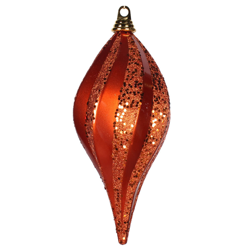 Vickerman 12'' Orange Glitter Swirl Drop Christmas Ornament - Cheap-Us