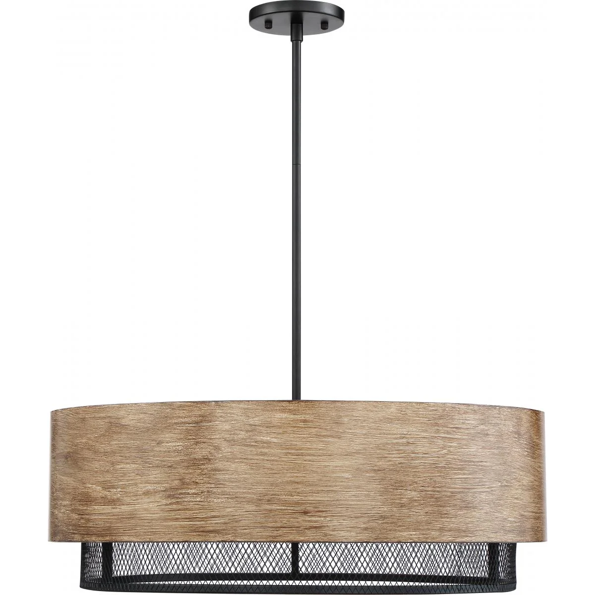 60-6980 BARRIQUE 5 LIGHT PENDANT Barrique - 5 Light Pendant - Black with Honey Wood Finish - Cheap-Us