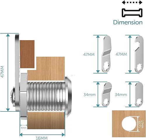 shinfly Briefkastenschloss, Briefkasten Schloß 16mm mit 5 Verschiedene, 4 Schlüssel, Schloss Briefkasten, Postkasten Schloss, Drawer, Schranktüren Lock - Cheap-Us