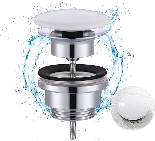 iVIGA Waschbecken Ablaufgarnitur, Ablaufgarnitur mit Überlauf 1 1/4 universal für Waschbecken und Waschtisch, weiß - Cheap-Us