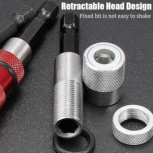 MHMondawn 3Pcs Bithalter Magnetisch Lang Schnellwechsel Bithalter Tiefe Einstellbar 6cm(Rot) Verlängerung Halter 1/4 Hex-shank Magnetische Bohrer für Bohrmaschinen Schlagschrauber - Cheap-Us