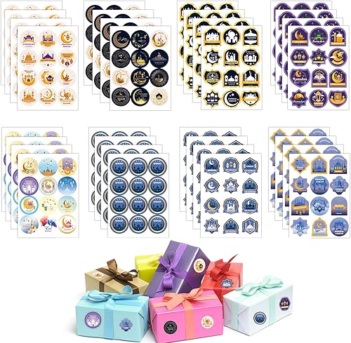 32 Blätter Eid Mubarak Aufkleber, Ramadan Aufkleber, 384 Dots Runde Aufkleber Dekoration, Ramadan Geschenkaufkleber, Muslim Party Deko Basteln für Geschenke Verpackung Muslim Islam Party Supplies - Cheap-Us