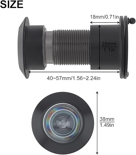 HOJLKLD Türspion, Türspion, massives Messing, 220-Grad-Guckloch mit 28 mm Bohrer für Türen von 3,5 cm bis 5,4 cm, mattschwarzes Guckloch für Zuhause, Büro, Hotel - Cheap-Us