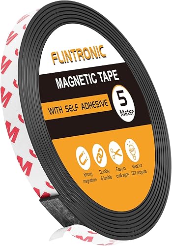 Flintronic Magnetband Selbstklebend, 2M Magnetstreifen für Fliegengitter und Moskitonetze, Ferroband Magnetband mit Starker Kleber, Fliegengitter Magnet Zuschneidbar für Küche, Schule, Büro - Cheap-Us