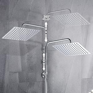 Görbach Edelstahl Duschsystem Duschset ohne Armatur Regendusche Überkopfbrauseset