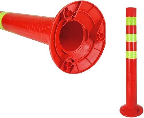 Sperrpfosten [Höhe-68cm] - Absperrpfosten Kunststoff reflektierend | Absperrung mit Standfuß [Befestigung mit Schrauben] | Absperrständer | Park Pfosten Farbe Rot | Leitpfosten | Poller - Cheap-Us