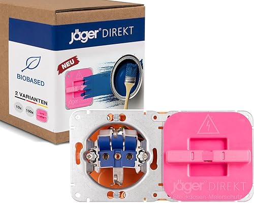 Jäger Direkt 100x Steckdosen Malerschutz, wiederverwendbar, für alle Steckdosen inkl. Schutzkontakt, ideal für Malerarbeiten, Tapezieren, Renovierungen, BioBased, Made in Germany - Cheap-Us