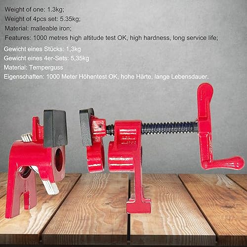 DURDUR 4 Stck RohrSchraubzwinge Rohrzwingen 3/4 zoll,Temperguss Schraubzwingen Set zum Türfutter-Montage-set,Schnellspanner Clamp, Schraubstock,Verleimzwinge - Cheap-Us