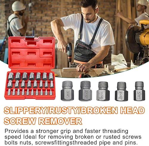 25-Teiliges Schraubenausdreher Set Profi, Schraubenentferner, Linksausdreher mit Tragetasche, Bolzenentferner, Damaged Screw Extractor zum Entfernen Von Gebrochenen Bolzen, Schrauben, Steckschrauben - Cheap-Us
