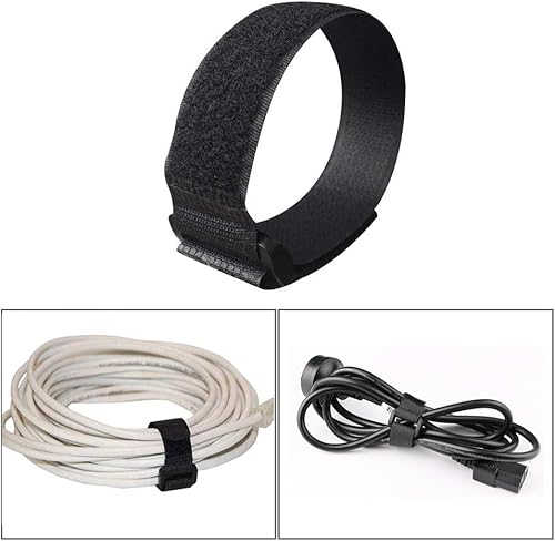 Aiqeer 30 Stück 20 cm Schwarz Klett Kabelbinder Set, Multifunktional Klettbänder, Wiederverwendbare Klettband, kabelklett klettbinder - Cheap-Us