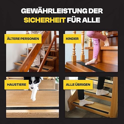 Safestep 15m x 2,5cm Moose Grip Anti Rutsch Klebeband Easy Clean - Hohe Traktion, Langlebiger, Rutschfester Kleber für Innentreppen, Böden, Rampen - PVC-frei, UV-beständig (15m x 2.5cm, Schwarz) - Cheap-Us