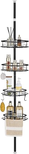 DAMAI Teleskop Duschregal ohne Bohren Duschablage Ecke Edelstahl Eckregal Bad Badregal Höhenverstellbar mit 4 Körben für Badewanne und Badezimmer Rostfrei 85-325CM Grau - Cheap-Us