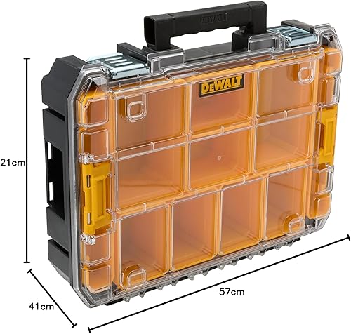 Dewalt TSTAK Organizer DWST82968-1 (spritzwassergeschützt IP54, durchsichtiger, schlagfester Deckel aus Polykarbonat, 10 Einsätzen unterschiedlicher Größe, 7,8 Liter, kompatibel mit dem TSTAK-System) - Cheap-Us