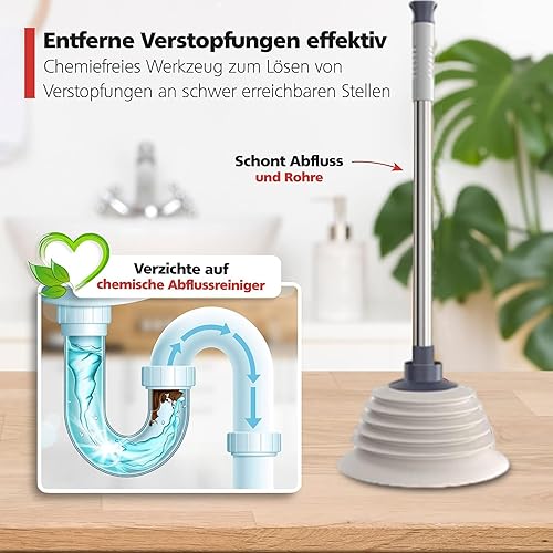 Pömpel Abfluss Gummi, Pümpel Saugglocke Abfluss Waschbecken 160mm Groß, Perfekter Abflussreiniger, für Sauber Toilette Badewanne oder Waschbecken verstopfte Rohre Werkzeug (grau) - Cheap-Us