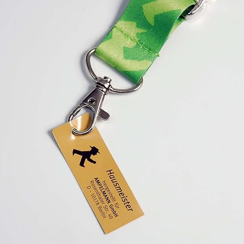 AMPELMANN Schlüsselband mit Karabinerhaken an abnehmbaren Schlüsselhalter,Transferdruck - Hausmeister Geher beidseitig gruen - Cheap-Us