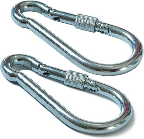 Großer Karabinerhaken mit Schraubverschluss, 13 mm x 160 mm, Arbeitslast 600 kg, 2 Stück - Cheap-Us