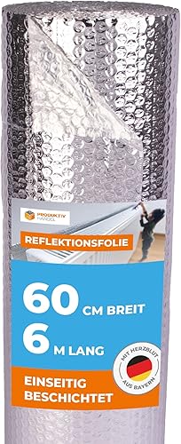 Isolierfolie 600 cm x 60 cm Thermofolie - doppelt beschichtet | Dämmfolie für maximale Wärmedämmung | Reflektionsfolie für Heizkörper | Blasenfolie gegen Hitze und Kälte zur Isolierung Kälteschutz - Cheap-Us