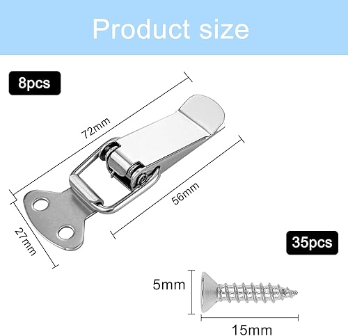 Diompirux 8 Stück Spannverschluss mit 35 Schrauben, Hebelverschluss Silber, Eckbefestigung Schnappverschluss Sicherer Verschluss, Geeignet FüR Kisten, WerkzeugkäSten, Schubladen, SchräNke - Cheap-Us