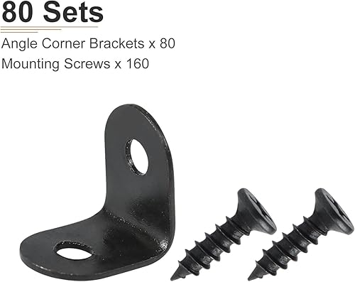 DTGN 0.47'x0.47'x0.35'(LxBxH) L Halterung Ecke Klammern -10Pack- Gut für Ausbessern Holzen Möbel - Metall Recht Angle Klammern mit Schrauben - Schwarz - Cheap-Us