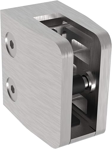 Sellon24® Glasklemme MOD26 52x52 mm Glashalter Glass Clamp Edelstahl flach Gummi 8,00-12,76mm (MOD 26 flach Gummi 12,76 mm) - Cheap-Us