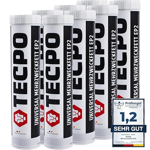 TECPO 10x Universal Mehrzweckfett 400g– Kartusche Schmierfett, Lithiumfett, Universalfett, KFZ-Schmierung, wasserbeständig - Cheap-Us