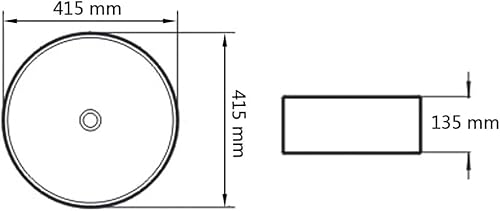 vidaXL Waschbecken Rund Keramik 41,5x13,5cm Waschschale Aufsatzwaschbecken - Cheap-Us