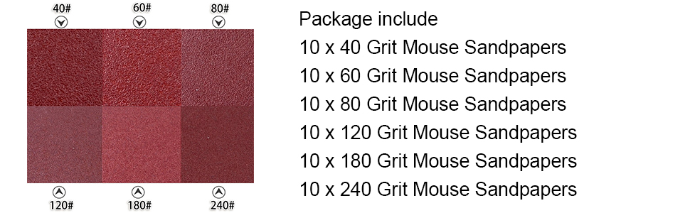 10 Blatt Schleifpapier je Körnung