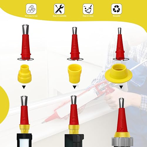 29 Stück Edelstahl Dichtungsdüse Rubber Nozzle Tool Kit,Einteiliger Edelstahldüsen Silikon Dichtungsdüsen Set Kartuschenspitzen Dichtungsfinisher Dichtmittel Werkzeug für Bodenabdichtungs - Cheap-Us