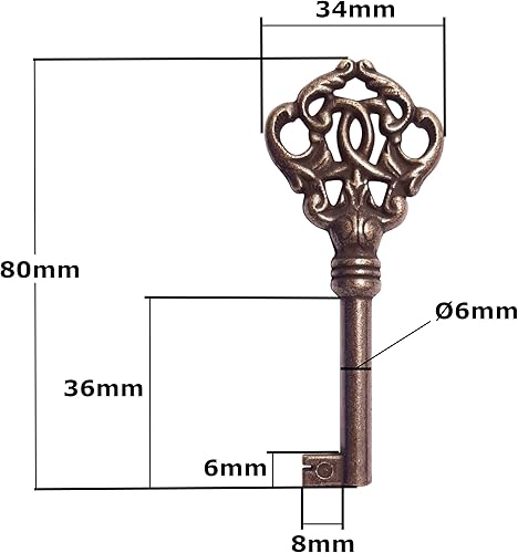 cyclingcolors Möbelschlüssel schrankschlüssel zierschlüssel türschlüssel braun durchgerieben - Cheap-Us