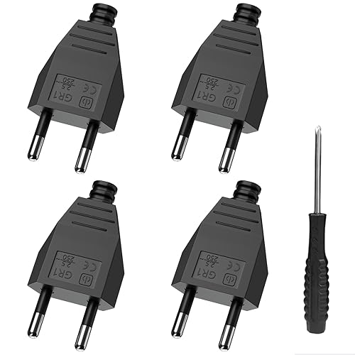 Schuko Stecker Winkelstecker 3 Stücke, Stromstecker Winkelstecker 230v flach, Schutzkontakt Stecker mit Knickschutztülle, Eurostecker für 8-10mm Kabel, IP20, Langlebig und Bruchfest, Schwarz - Cheap-Us