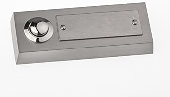 HUBER Aufputz Klingeltaster 1 fach aus Metall - Türklingelknopf mit Namensschild - Haustürklinge Aufputz I Taster aus Messing verchromt - Klingel Haustür 1 fach - Cheap-Us