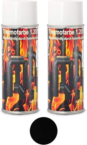 Ofenlack Set 1200°C Ofenspray Ofenfarbe Thermolack 2x Schwarz matt 400ml (ad-ideen) - Cheap-Us