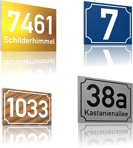 SCHILDER HIMMEL 2mm starke Metall Hausnummer Schilder nichtrostend und wetterfest | Straßen Namen Schild, Adressschild, hier Größe 42 x 30 cm in vielen verschiedenen Designs erhältlich - Cheap-Us