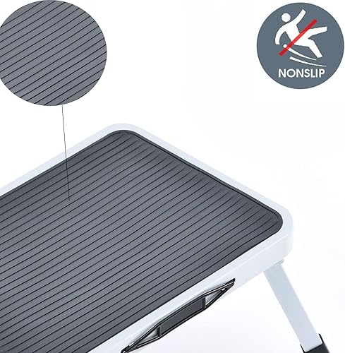 2 Stufen Tritthocker, Mini-Hocker, Klapptritt 2 Stufen Stahl Faltbare Trittleiter Klappbar Leiter mit Rutschfester Gummimatte, Sicheres Breites Pedal, Haushaltsleiter Tritthocker, bis 150 kg belastbar - Cheap-Us
