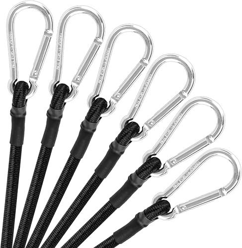 Akicderu Spanngummi mit Karabiner, 6 Stück Expander mit Karabinerhaken, 2 * 100 cm, 2 * 80 cm, 2 * 60cm Spanngurte mit Haken, Starker Gepäckspanner, Gummispanner mit Haken für Camping und vieles mehr - Cheap-Us