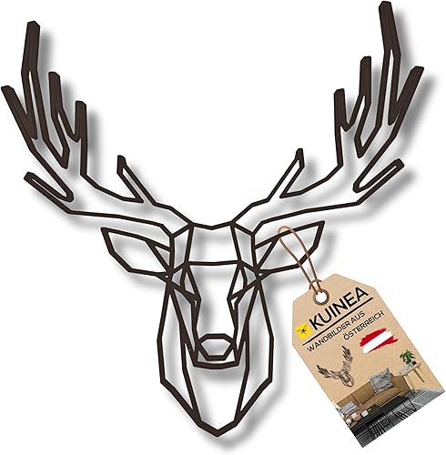 KUINEA Hirsch Wanddeko I Wanddeko Holz [Farbe Anthrazit] Wand Deko I Deko I Wanddekoration für Zuhause, Büro, Schlafzimmer, Wohnzimmer und Küche I Wanddeko Wohnzimmer I Wandbild I Wandbilder - Cheap-Us