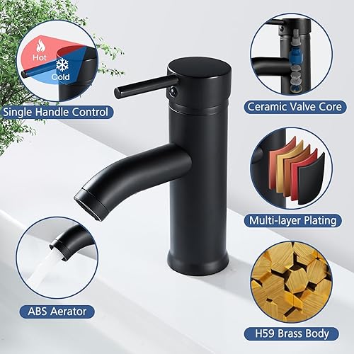 kisimixer Wasserhahn Bad Mischbatterie, Einhebelmischer Waschbecken Armaturen für Badezimmer, Modern Waschtischarmatur mit Geräuscharmem Keramischem Ventilkern, Chrom - Cheap-Us