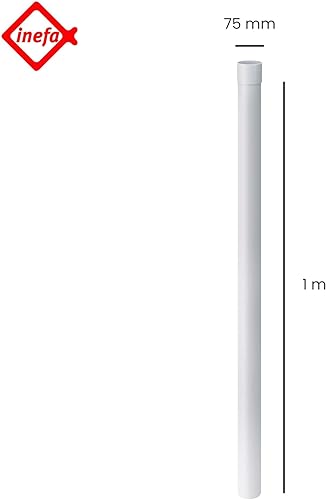 INEFA Fallrohr 100 cm, PVC DN 75, Weiß, Regenrohr Dachrinnenzubehör,einfache Steckmontage, Made in Germany - Cheap-Us
