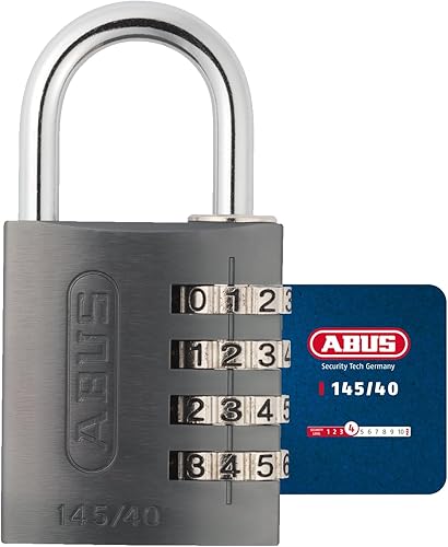 ABUS Zahlenschloss 145/40 Titanium - Kofferschloss, Spindschloss u. v. m. - Aluminium-Vorhängeschloss - individuell einstellbarer Zahlencode - ABUS-Sicherheitslevel 4 - Cheap-Us