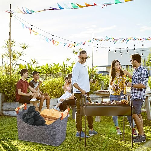 Forhome Holzkorb FüR Kaminholz, Filztasche Holzkorb für kaminholz, Faltbar Groß Holzkorb für Kaminholz, für Brennholz, Spielzeug, Bücher, Kleidung, Zeitungen 45 x 32 x 40 cm, Grau - Cheap-Us
