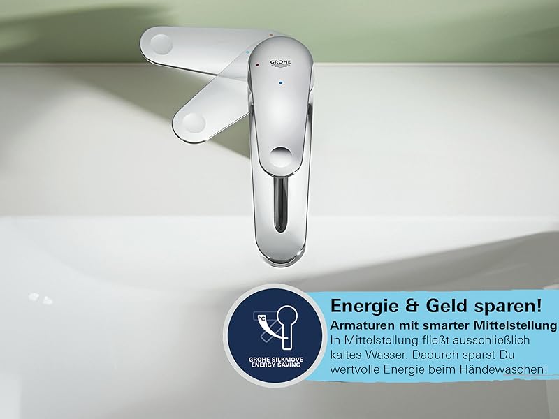 wassersparende badarmatur mit mittelstellung kalt