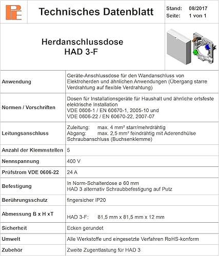 Pollmann Herdanschlussdose HAD3-F (flach/UP), 5-polig, reinweiß - 1 Stk. - Cheap-Us