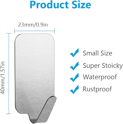 flintronic Haken Selbstklebend Edelstahl, 14 Stück Handtuchhaken Ohne Bohren, Wandhaken Klebehaken, Starke Klebehaken für Wand, Wasserdicht Handtuchhaken für Küche Badezimmer Wohnzimmer Toilette Büro - Cheap-Us