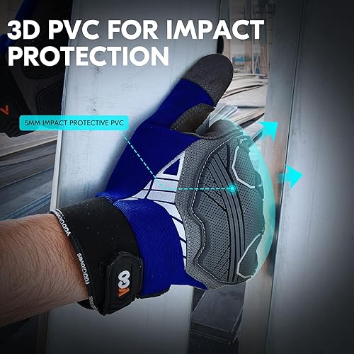 Vgo... 1 Paar hohe Mechnische Arbeitshandschuhe, für große Belastungsarbeit, Vibration-Schutz-Handschuhe, Heavy Duty (SL8849) - Cheap-Us